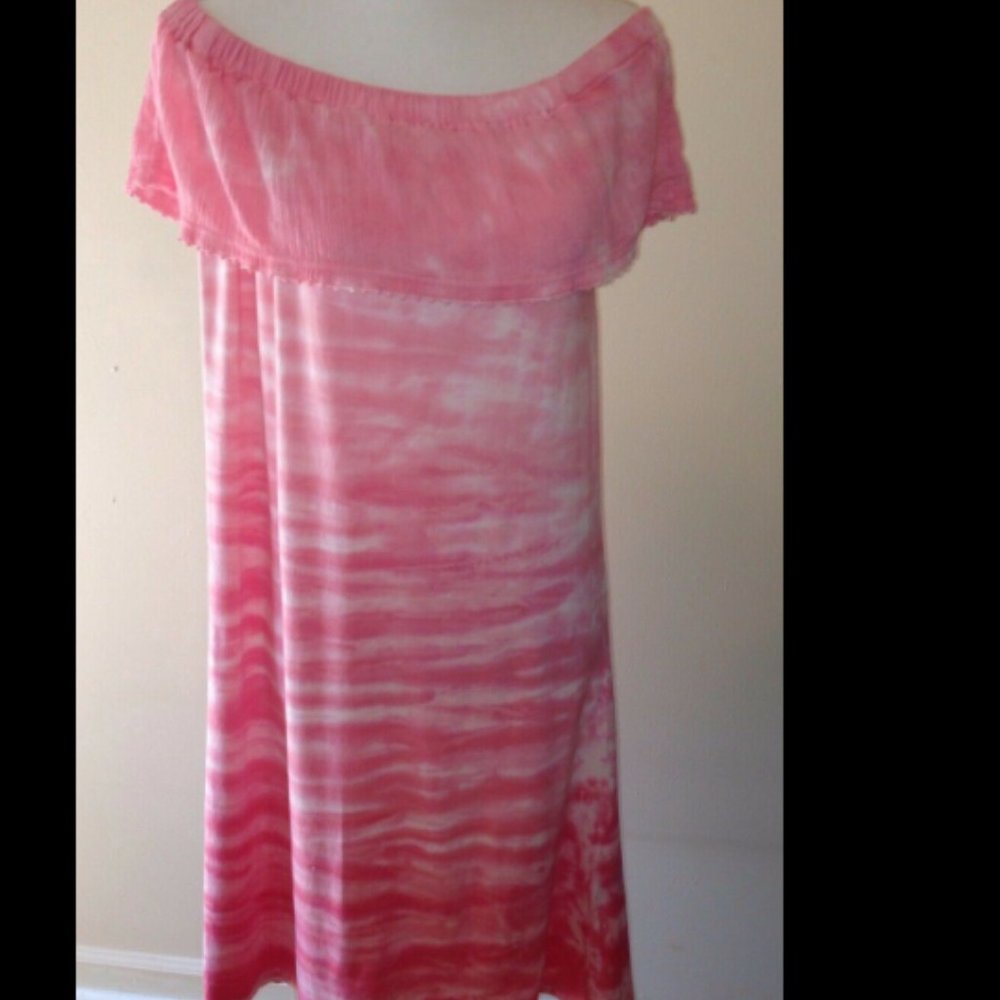 Pink Tye Dye Style Boho Stretch Dress XL